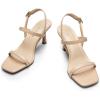 DREAM PAIRS Womens Slingback Heels Square Open Toe Strappy Sandals Ankle Strap High Heeled Dressy Shoes(Nude)