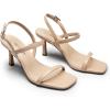 DREAM PAIRS Womens Slingback Heels Square Open Toe Strappy Sandals Ankle Strap High Heeled Dressy Shoes(Nude)