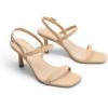 DREAM PAIRS Womens Slingback Heels Square Open Toe Strappy Sandals Ankle Strap High Heeled Dressy Shoes(Nude-nubuck)
