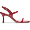 DREAM PAIRS Womens Slingback Heels Square Open Toe Strappy Sandals Ankle Strap High Heeled Dressy Shoes(Red-pat)