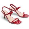 DREAM PAIRS Womens Slingback Heels Square Open Toe Strappy Sandals Ankle Strap High Heeled Dressy Shoes(Red-pat)