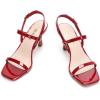 DREAM PAIRS Womens Slingback Heels Square Open Toe Strappy Sandals Ankle Strap High Heeled Dressy Shoes(Red-pat)