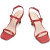 DREAM PAIRS Womens Slingback Heels Square Open Toe Strappy Sandals Ankle Strap High Heeled Dressy Shoes(Red-pu)