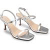 DREAM PAIRS Womens Slingback Heels Square Open Toe Strappy Sandals Ankle Strap High Heeled Dressy Shoes(Silver)