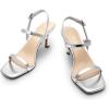 DREAM PAIRS Womens Slingback Heels Square Open Toe Strappy Sandals Ankle Strap High Heeled Dressy Shoes(Silver)
