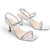DREAM PAIRS Womens Slingback Heels Square Open Toe Strappy Sandals Ankle Strap High Heeled Dressy Shoes(Silver-rhinestone)
