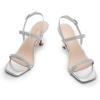 DREAM PAIRS Womens Slingback Heels Square Open Toe Strappy Sandals Ankle Strap High Heeled Dressy Shoes(Silver-rhinestone)
