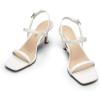DREAM PAIRS Womens Slingback Heels Square Open Toe Strappy Sandals Ankle Strap High Heeled Dressy Shoes(White)