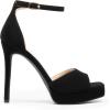 DREAM PAIRS Women’s Stiletto High Heels Platform Ankle Strap Square Open Toe Dress Sexy Sandals(Black-nubuck)