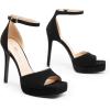 DREAM PAIRS Women’s Stiletto High Heels Platform Ankle Strap Square Open Toe Dress Sexy Sandals(Black-nubuck)