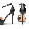 DREAM PAIRS Women’s Stiletto High Heels Platform Ankle Strap Square Open Toe Dress Sexy Sandals(Black-pu)