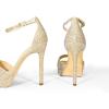 DREAM PAIRS Women’s Stiletto High Heels Platform Ankle Strap Square Open Toe Dress Sexy Sandals(Gold-rhinestone)