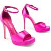DREAM PAIRS Women’s Stiletto High Heels Platform Ankle Strap Square Open Toe Dress Sexy Sandals(Hot Pink-satin)