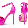 DREAM PAIRS Women’s Stiletto High Heels Platform Ankle Strap Square Open Toe Dress Sexy Sandals(Hot Pink-satin)