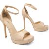 DREAM PAIRS Women’s Stiletto High Heels Platform Ankle Strap Square Open Toe Dress Sexy Sandals(Nude-pu)