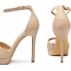 DREAM PAIRS Women’s Stiletto High Heels Platform Ankle Strap Square Open Toe Dress Sexy Sandals(Nude-pu)