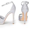 DREAM PAIRS Women’s Stiletto High Heels Platform Ankle Strap Square Open Toe Dress Sexy Sandals(Silver-rhinestone)