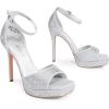 DREAM PAIRS Women’s Stiletto High Heels Platform Ankle Strap Square Open Toe Dress Sexy Sandals(Silver-rhinestone)