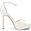 DREAM PAIRS Women’s Stiletto High Heels Platform Ankle Strap Square Open Toe Dress Sexy Sandals(White-satin)