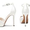 DREAM PAIRS Women’s Stiletto High Heels Platform Ankle Strap Square Open Toe Dress Sexy Sandals(White-satin)