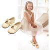 Dream Pairs Girls Dress Shoes Mary Jane Flower Girl Bow Ballet Flats for Wedding Party Toddler/Little Kid(Sophia-22-gold)