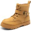 DREAM PAIRS Boys Girls Ankle Boots Lace-up with Buckle Strap Combat boot for Toddler/Little Kid/Big Kids(Yellow)