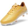 DREAM PAIRS Boys Girls FG AG Soccer Cleats High-Speed Anti-Twist Lightweight Football Shoes(Yellow)