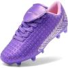 DREAM PAIRS Boys Girls Outdoor Soccer Cleats Firm Ground Football Shoes for Little/Big Kid(Light/Purple/Pink)