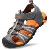 DREAM PAIRS Boys Girls Outdoor Summer Sport Athletic Sandals for Toddler/Little/Big Kid(Dark/Grey/Orange)