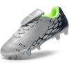 DREAM PAIRS Boys Girls Soccer Cleats Athletic Training Football Shoes for Little/Big Kid(Light/Grey/Navy)