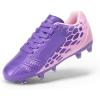 DREAM PAIRS Boys Girls Soccer Cleats Youth Firm Groud Outdoor Sport Athletic High Top Football Shoes for Little/Big Kid(Purple/Pink)