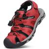 DREAM PAIRS Boys Girls Summer Outdoor Athletic Sport Sandals Walking Hiking Hook and Loop Adjustable Multicolor for Toddler/Little/Big Kids(Red/Black/Grey)