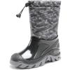DREAM PAIRS Boys Snow Boots Waterproof Camouflage Slip Resistant Mid Calf Faux Fur Lining Outdoor Muck Winter Shoes for Little/Big Kids(Gray/Black)