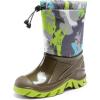 DREAM PAIRS Boys Snow Boots Waterproof Camouflage Slip Resistant Mid Calf Faux Fur Lining Outdoor Muck Winter Shoes for Little/Big Kids(Gray/Oliver Green)
