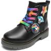 DREAM PAIRS Girls Boys Glitter Ankle Boots Side Zipper Combat Shoes with Lace Up for Toddler/Little Kid/Big Kid(Black  Multicolor)