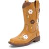 DREAM PAIRS Girls Cowboy Cowgirl Boots Floral Embroidered Western Square Toe Mid Calf Toddler Little Big Kid for Birthday Party Concert(Camel)