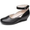 DREAM PAIRS Girls Dress Shoes Low Wedge Heels Ankle Strap Wedding Flower Party Pump for Toddler Little Big Kid(All Black)