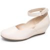 DREAM PAIRS Girls Dress Shoes Low Wedge Heels Ankle Strap Wedding Flower Party Pump for Toddler Little Big Kid(Ivory)
