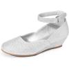 DREAM PAIRS Girls Dress Shoes Low Wedge Heels Ankle Strap Wedding Flower Party Pump for Toddler Little Big Kid(Silver)