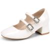 DREAM PAIRS Girls Dress Shoes Mary Jane Double Straps High Heel Easter Wedding Party Church Princess Communion Pumps for Little/Big Kids(White)