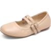 DREAM PAIRS Girls Dress Shoes Slip on Ballerina Flats Mary Jane Ballet Shoes for Wedding/Party(Nude)