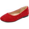 DREAM PAIRS Girls Dress Shoes Slip on Ballerina Flats for Wedding/Party(Red/Suede-1)