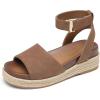 DREAM PAIRS Girls Platform Wedge Open Toe Espadrille Sandals with Buckle Ankle Strap for Little Kid/Big Kid(Brown)