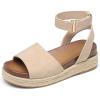 DREAM PAIRS Girls Platform Wedge Open Toe Espadrille Sandals with Buckle Ankle Strap for Little Kid/Big Kid(Nude)