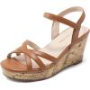 DREAM PAIRS Girls Wedge Sandals Flatform Open Toe Summer Platform Sandals Flower Wedding Party for Little Kid/Big Kid(All Brown)