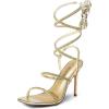 DREAM PAIRS High Heels Stilettos for Women – Strappy Gladiator Sexy Square Toe Open Toe Dressy Pumps Sandals(Gold)