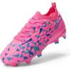 DREAM PAIRS Kids High-Speed Soccer Cleats with TPU Anti-Twist Plate Firm Ground Outdoor Athletic Sport Football Shoes(Hot Pink/Blue)
