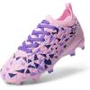 DREAM PAIRS Kids High-Speed Soccer Cleats with TPU Anti-Twist Plate Firm Ground Outdoor Athletic Sport Football Shoes(Pink/Purple)