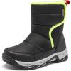 DREAM PAIRS Kids’ Waterproof Snow Boots with Hook and Loop Mid Calf Faux Fur Lining Winter Boots(Black)