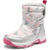 DREAM PAIRS Kids’ Waterproof Snow Boots with Hook and Loop Mid Calf Faux Fur Lining Winter Boots(Gray/White/Red)